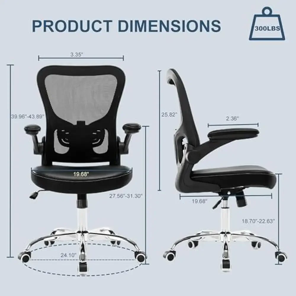 Adjustable Ergonomic Office Chair with Lumbar Support PU Leather Computer Executive Desk Chair Breathable Design Gas Lift Height