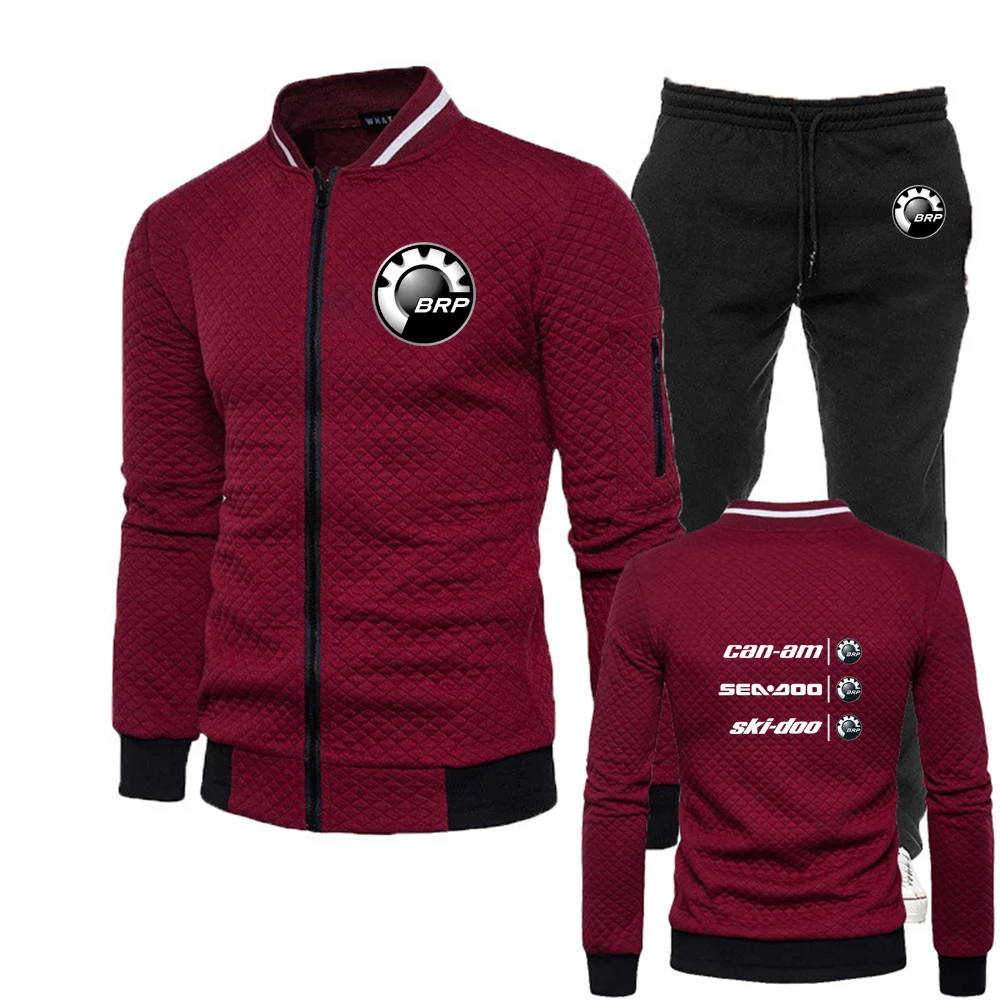 

2025 Can Am Spring And Autumn Man's Ski Doo Logo Print Sea doo Cardigan Slim Zipper Hoodies Attractive Sports Long Pants Suits