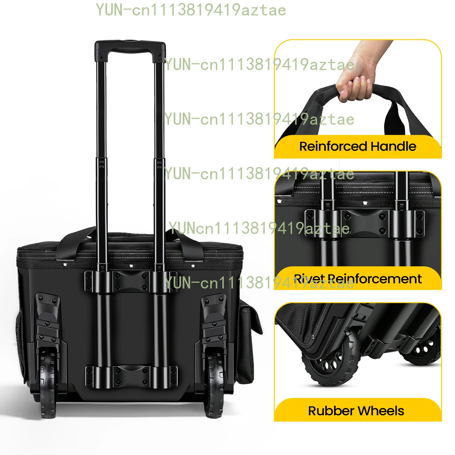 Multifunctional Rolling Tool Backpack with Wheels, Portable Trolley Electrician Tool Bag for Construction Site