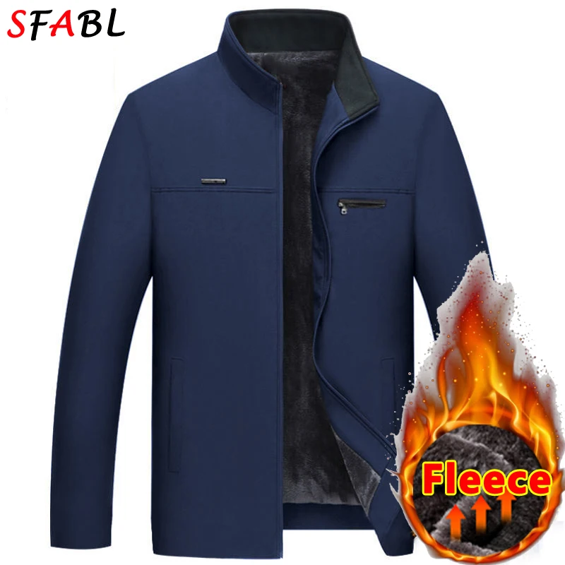 

Thick Lining Business Men's Winter Jacket Autumn Winter Thermal Warm Men's Winter Coats New Windbreak Casual Jacket Solid Black
