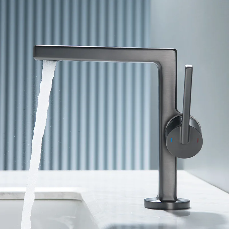 Grey Basin Faucet Bathroom Sink Mixer Hot and Cold Brush Gold Faucet Brass Matte Black Decked Single Lever Water Tap