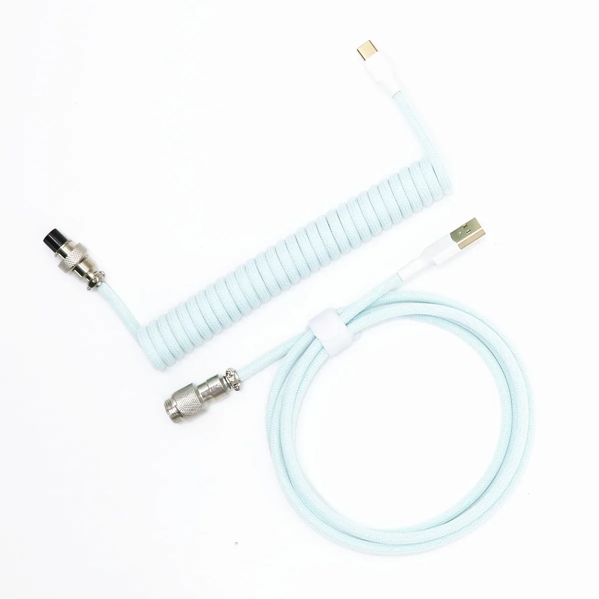 Custom Red Aviator Double Layer USB to Type C Mini Micro Coiled Cable for Mechanical Keyboard Spiral Colorful Matt GX16 Plug