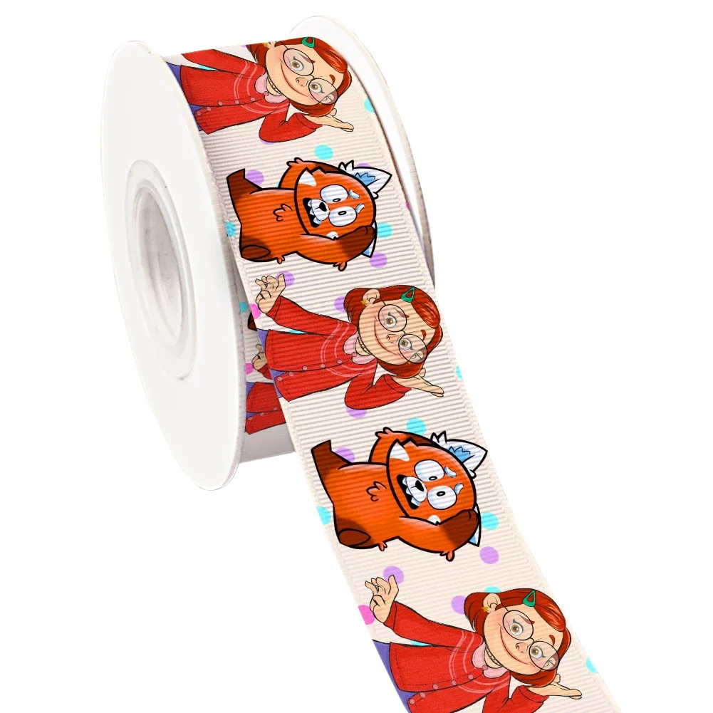 

Disney CartoonTurning Red Grosgrain Ribbon for Cheer Bows DIY Girl Headwear Hair Bows 10yards