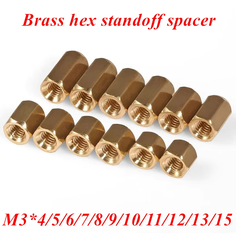 200pcs M3*6/8/10/11/12/13/15 Hexagonal Brass standoffs spacer Hex Long nut M3 Female Thread Spacing Screws PCB Board Pillar