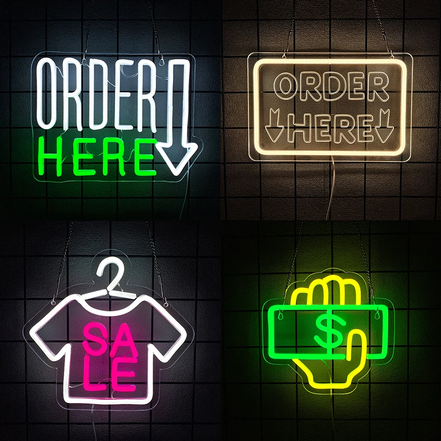 Order Here Neon Sign For Wall Decor,Led Neon Light For Supermarket Opening,Restaurant Open,Cashier Decor,Bar,Clothing Store