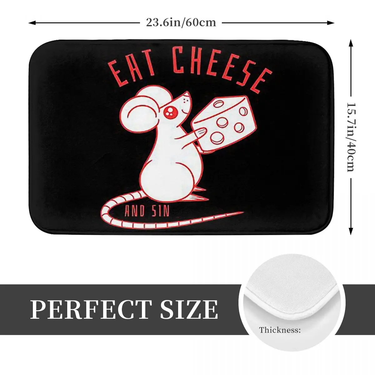 Eat Cheese And Sin Rat Non-slip Doormat Floor Mat Water oil proof Carpet Rug for Kitchen Home Bathroom Living room Footpad Mats