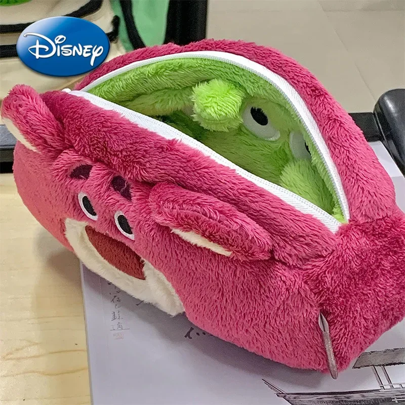 

Plush Double-sided Pencil Case Strawberry Bear Cartoon Cute High Aesthetic Value Student Stationery with Large Capacity New Girl