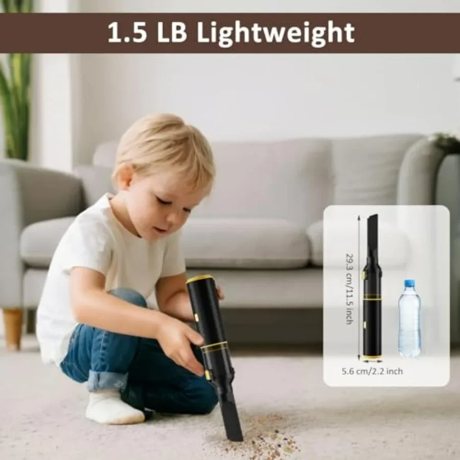 مكنسة كهربائية لاسلكية صغيرة 4 في 1 مع شفط قوي 21 كيلو باسكال للتنظيف الفعال في السيارات والمنازل الصغيرة المحمولة #6