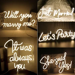 Led Neon Signs Light Will You Marry Me Wedding Proposal Decoration Party Wall Valentine's Day Decor Transparent Acrylic Neon