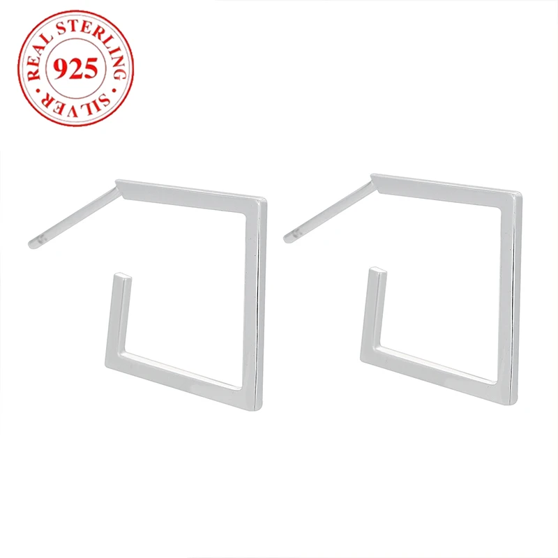 

925 sterling silver geometric hollow square women's earrings hypoallergenic simple earrings ladies fashion exquisite jewelry