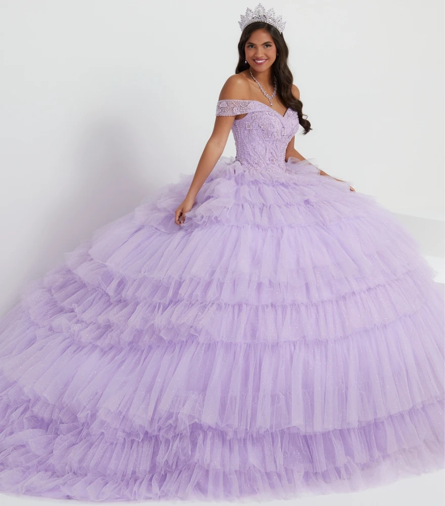 

Customized Purple Quinceanera Dress 2023 Ball Gown Detachable Long Sleeve Appliques Beading Sweet 15 Dress Vestidos De 15 YQD156