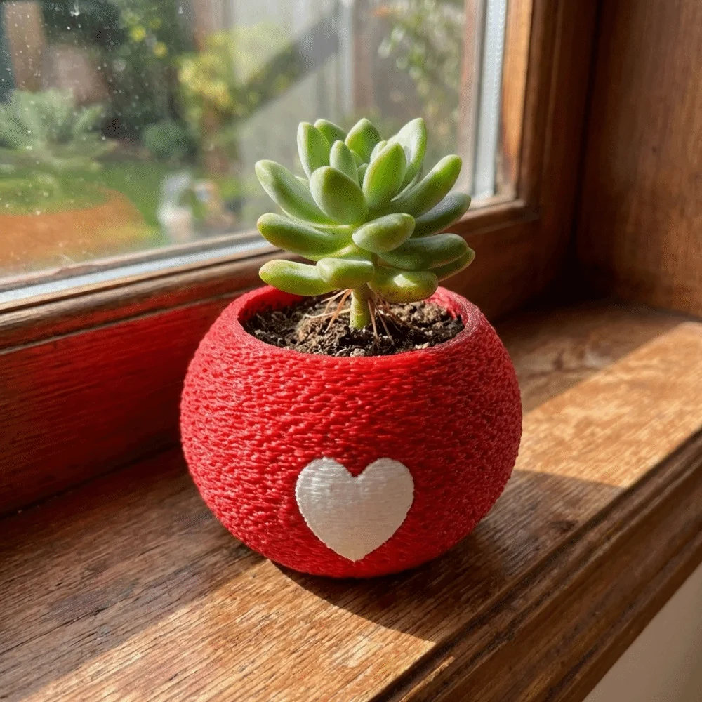 Unique Heart Pattern 3D Printed Plant Pot Mini Cute Mini Succulent Pots Decorative Plastic Bonsai Pots Garden Planting