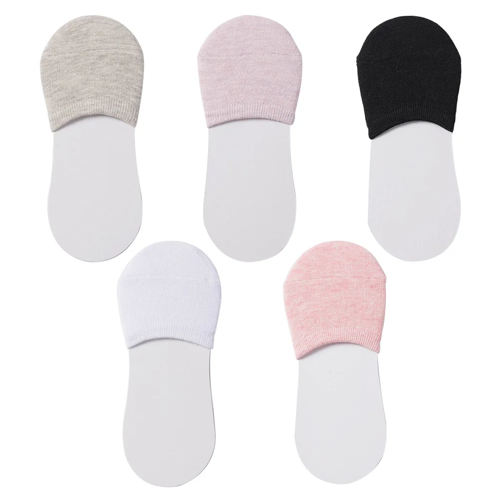 

5pcs Grey White Pink Purple Anti-slip Cotton Half-socks Forefoot Toes Cotton Toe Socks Summer Comfort Small Travel