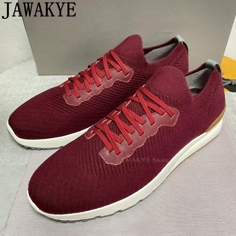 Men's Knitted Mesh Sneakers Shoes Elastic Slip-on Casual Run Shoes Simple Comfortable Papa Shoes Luxury tenis masculino Man