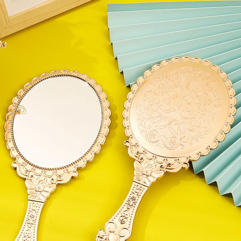 Classic Style Makeup Mirror Makeup Mirror Golden Mirrors Hand Held Makeup Mirror Handle Large Quantity Can Be Customized