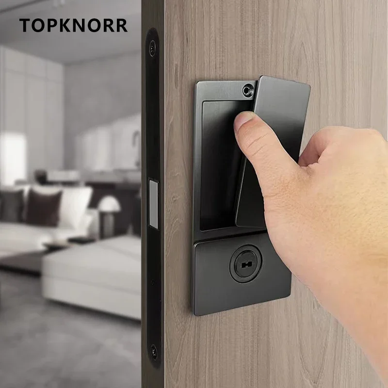 

2023 New Handleless Flat Lock Modern Bedroom Magnetic Recessed Door Handle Silent Push-Pull Golden Invisible Sliding Door Lock