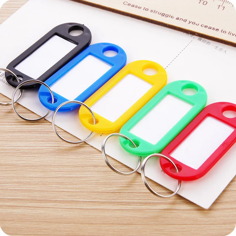 50pcs Colorful Plastic Tags Hotel Number Classification Card Key Tags Label Name Baggage Tag ID Name Tags With Split Ring