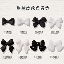 50pcs/Bag Black And White Nail Art Bowknot Resin 3D Nail Jewelry Three-Dimensional Ribbon Polishing Jewelry DIY Nail Art Design