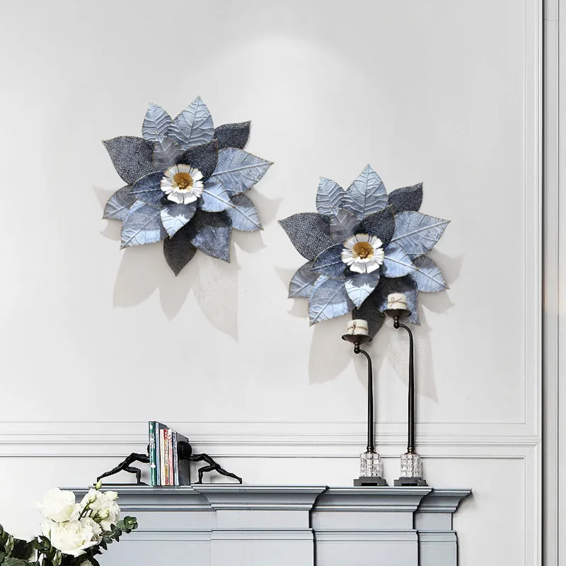 

European Restaurant Three-dimensional Wrought Iron Flower Wall Decoration Light Luxury Style Warm Sofa Background Pendant