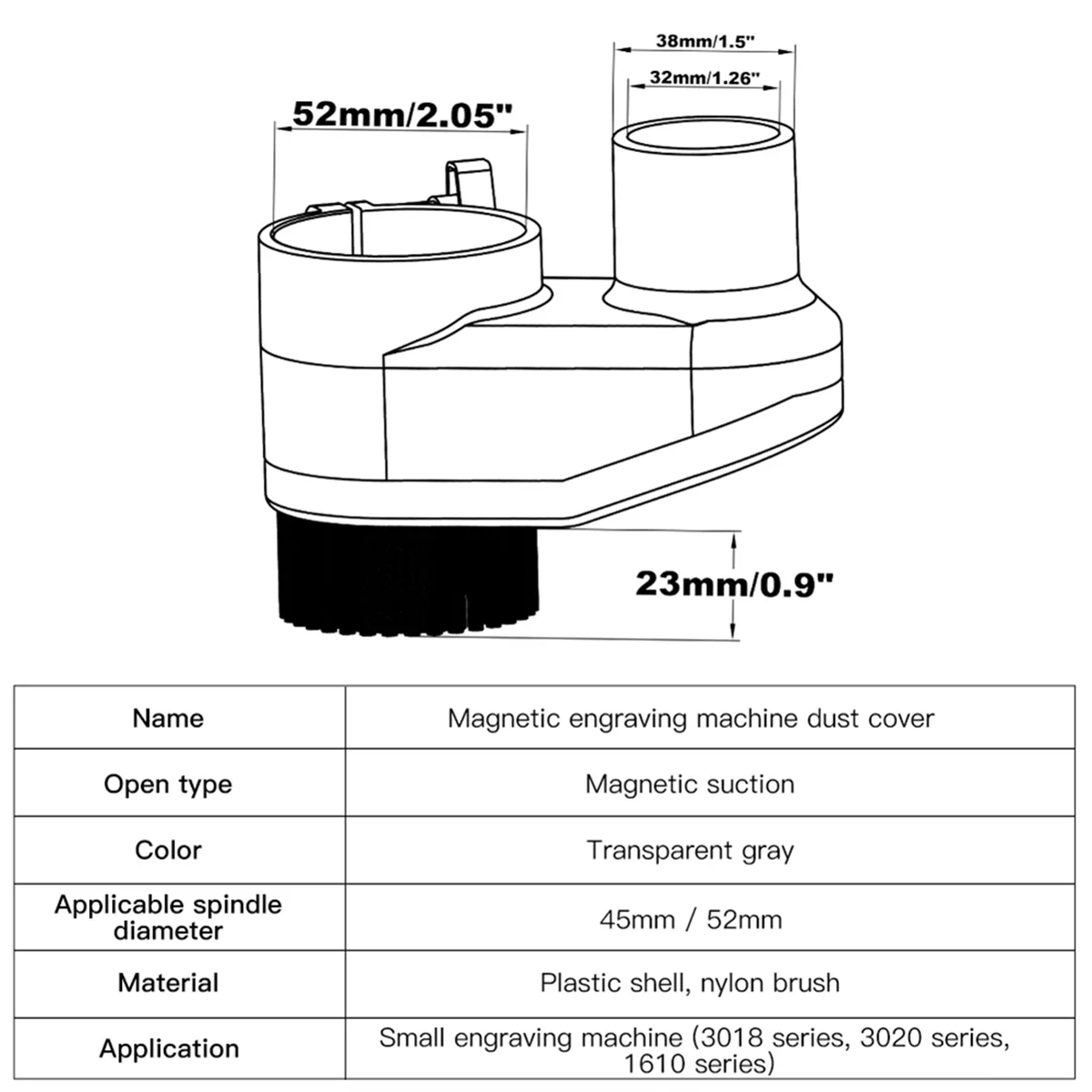 AT16 CNC Dust Cover Cleaner 45mm Dust Brush Cover for 3018 Series CNC Router/CNC Machines Spindle Motor Woodworking Tool