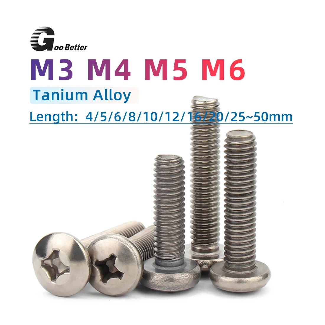

TA2 Titanium Bolts Pan Head Cross Screw M3 M4 M5 M6 Phillips Button Head Screws