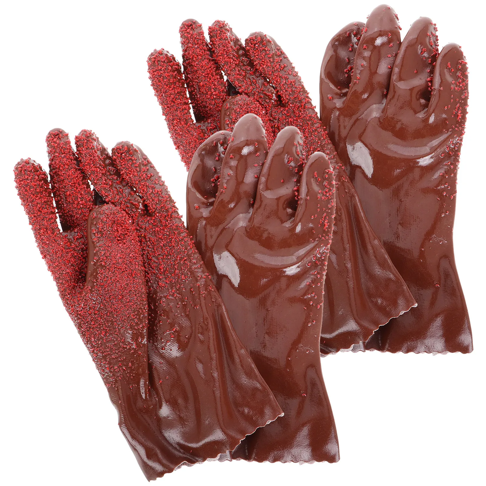 2Pairs Heavy Duty PVC Gloves for Plumbers Antislip Waterproof Reusable Drain Cleaning Sewer Pipe Plumbing Work Gloves