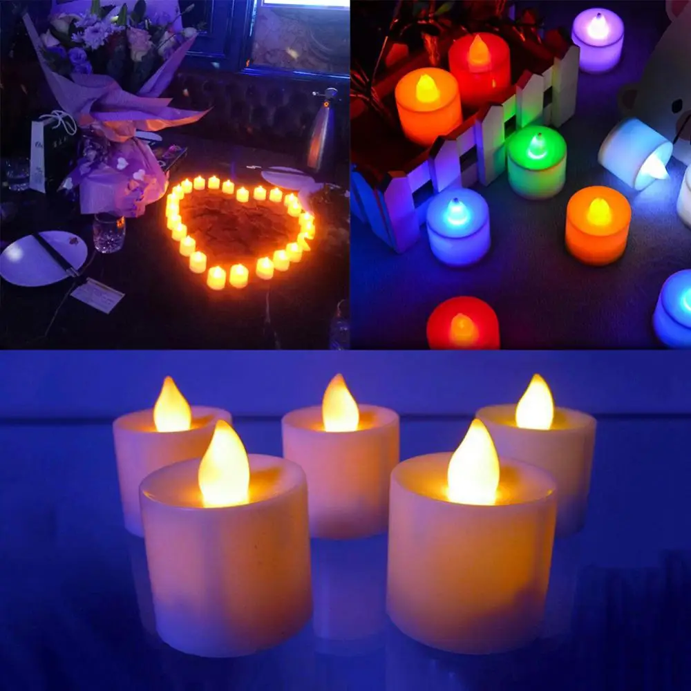 Reusable Multicolor Simulation LED Candle Lamp Battery Powered Flameless Decoration Light Party Festival Wedding Birthday Home