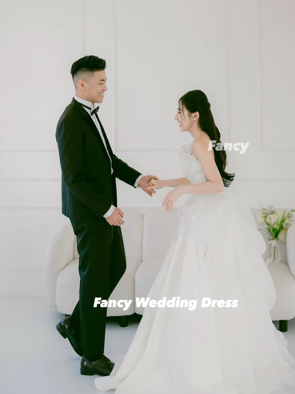 Ausgefallenes Prinzessin-Organza-Korea-Abendkleid für Fotoshootings, A-Linie, bodenlange Brautkleider, Korsett ienia Ohio Ohio Customized