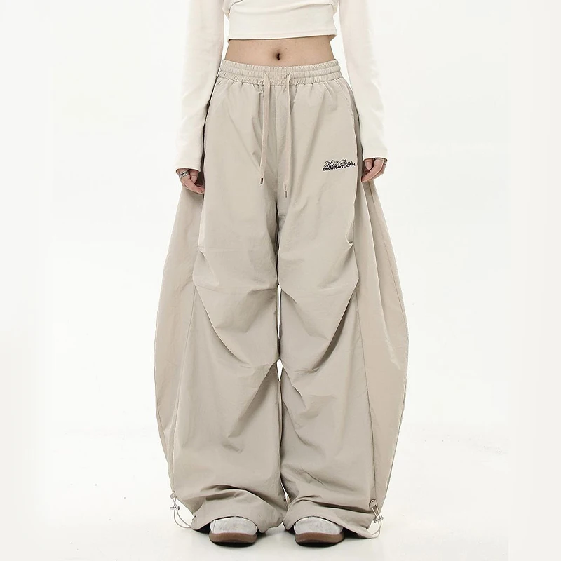 American Vintage Crumpled Overalls Women's  New High Waist Loose Leisure Slimming Trendy All-Matching Wide Leg Trousers