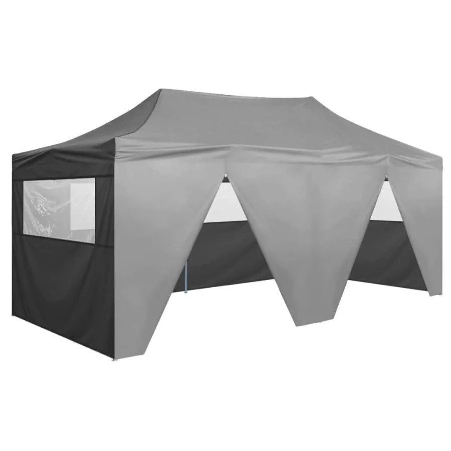 

Professional Folding Party Tent with 4 Sidewalls 9.8'x19.7' Steel Anthracite