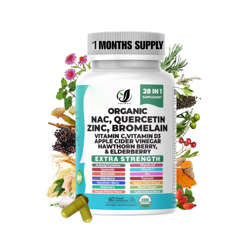 

NAC-n-acetylcysteine, Quercetin Zinc Bromelain Supplement, Containing Vitamin C，apple Cider Vinegar, Hawthorn Berries, Turmeric