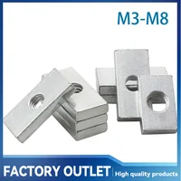 10-50 Uds M3 M4 M5 M6 M8 tuerca cuadrada tuercas rectangulares tuercas de bloque deslizante fino accesorio de perfil de aluminio de acero al carbono galvanizado