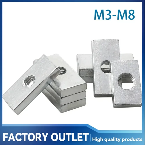 10-50 Uds M3 M4 M5 M6 M8 tuerca cuadrada tuercas rectangulares tuercas de bloque deslizante fino accesorio de perfil de aluminio de acero al carbono galvanizado