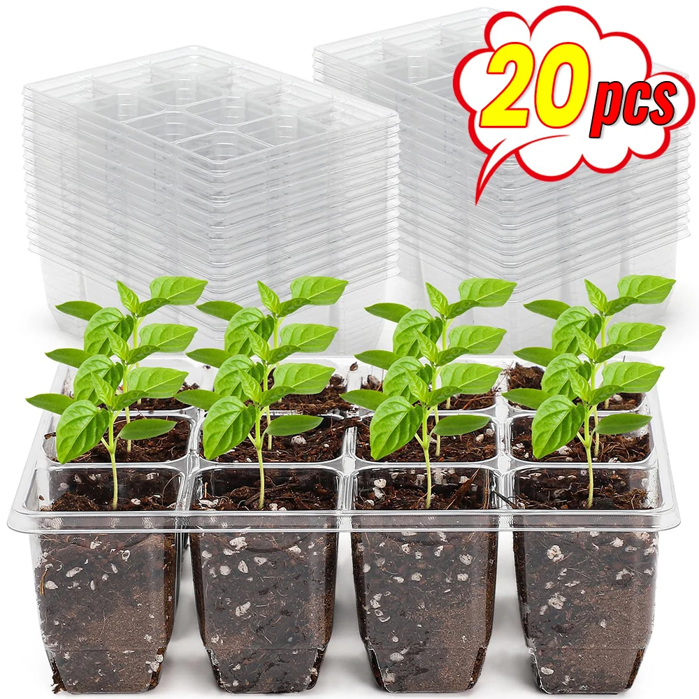 Bandejas de inicio de plántulas con 12/6 agujeros, bandeja reutilizable para vivero, caja para cultivo de semillas de plantas y flores, bandeja para cultivo de semillas, herramienta de jardín para plantas