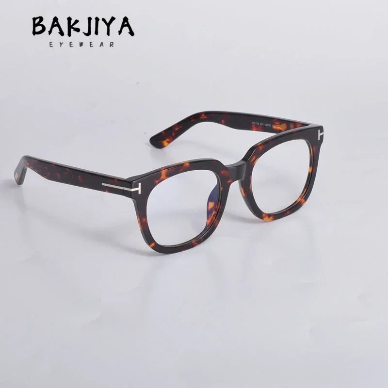 

BAKJIYA Retro Tortoiseshell Large Frame Square Glasses Men Acetate Frame Designer Computer Prescription Eyeglasses Women Fashion