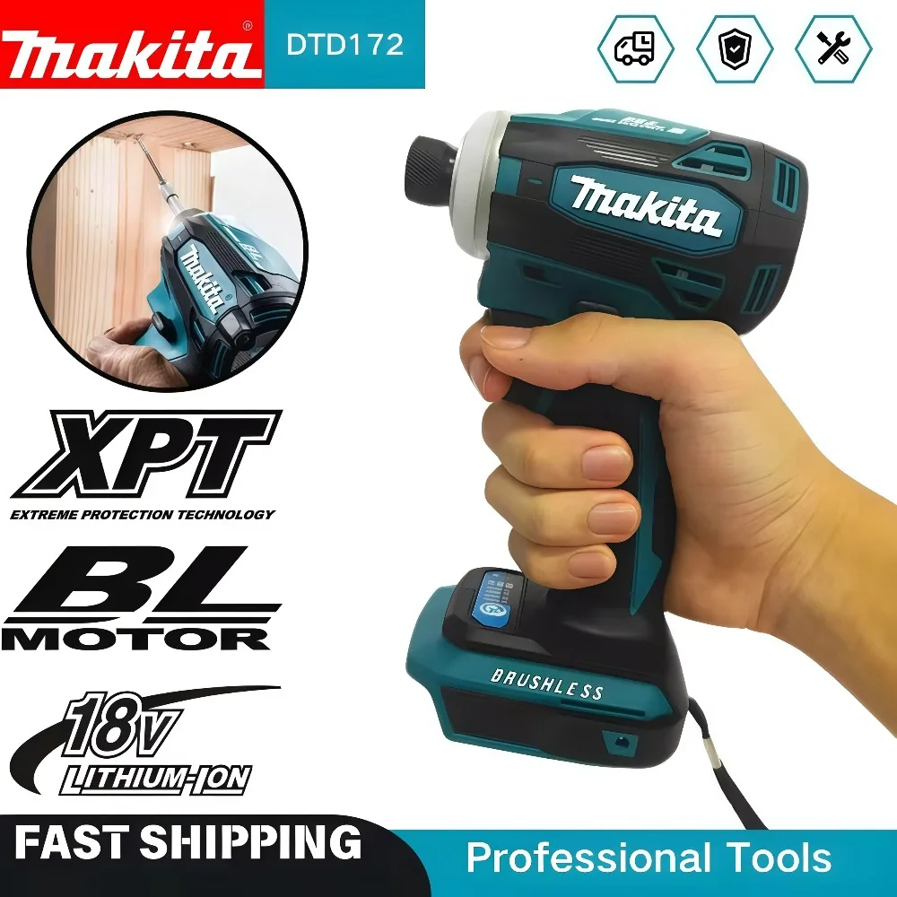 

Беспроводная ударная дрель-шуруповерт Makita DTD172 18В 2026 года, бесщеточная, аккумуляторная, с зарядным устройством