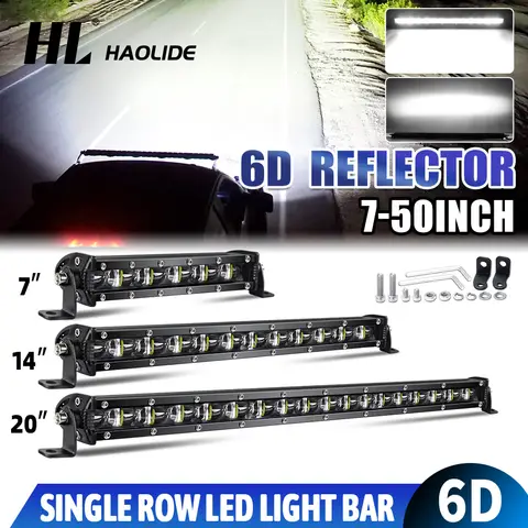 HL 6D Lente Super Sottile Barra Luminosa A Led 7 pollici 14 pollici 20 pollici Per Auto Trattore Suv Camion Barca 4WD 4x4 Offroad ATV Ha Condotto La Barra Luci Da Lavoro