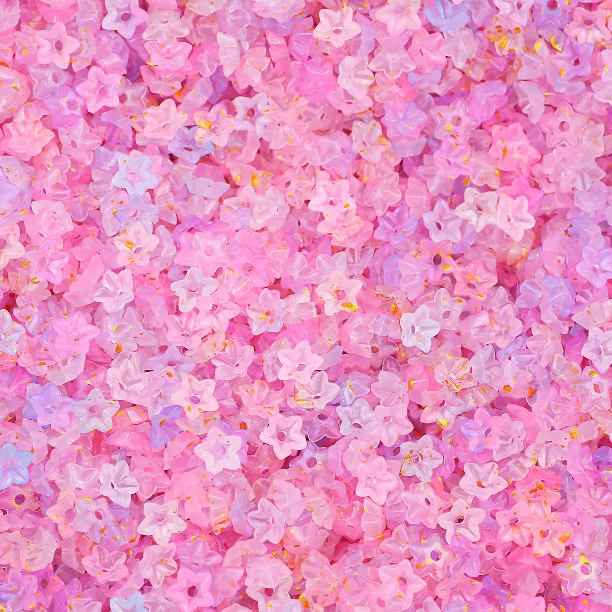 Acryl 20 g kleine, blumenförmige, geleeähnliche, zweifarbige, rosarote, handgefertigte DIY-Perlen für die Schmuckherstellung und Perlenzubehör