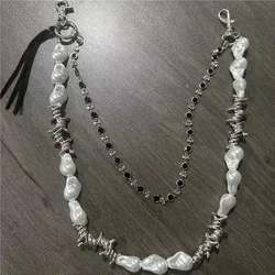 Metal Pearl Waist Chain Cowboy Accessories Retro Punk Tassel Pants Chain Hip Hop Bag Chain