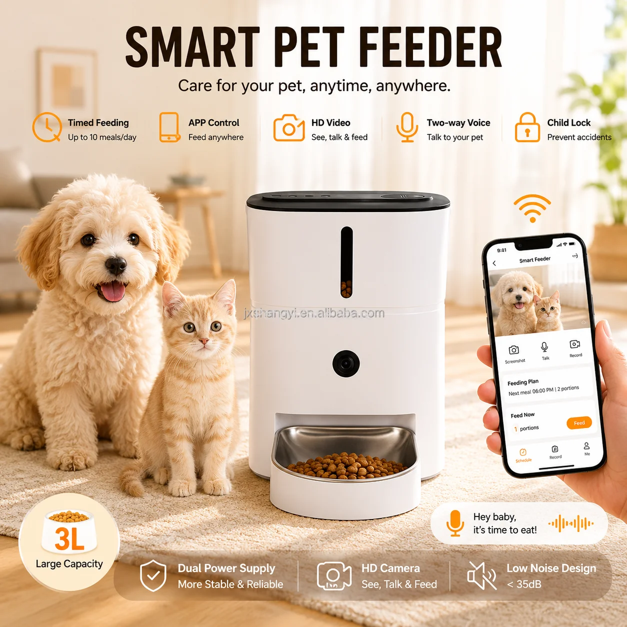 Wholesale 1080P Camera Smart Pet Feeder Tuya WiFi Remote Control Automatic Cat Food Dispenser With Stainless Steel Bowl