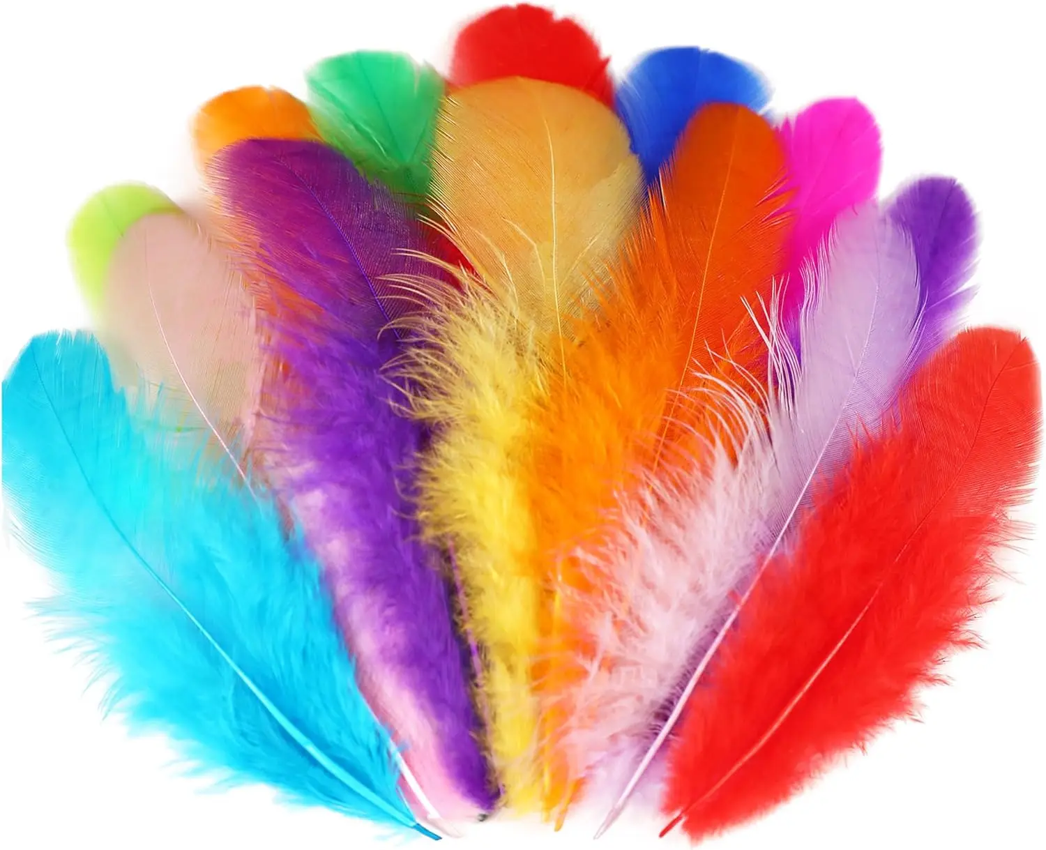 

Colorful Craft Rooster Feathers - 300pcs 3-5inch Colored Feathers Bulk for Kindergarten DIY Crafts,Wedding Home Party Decoration