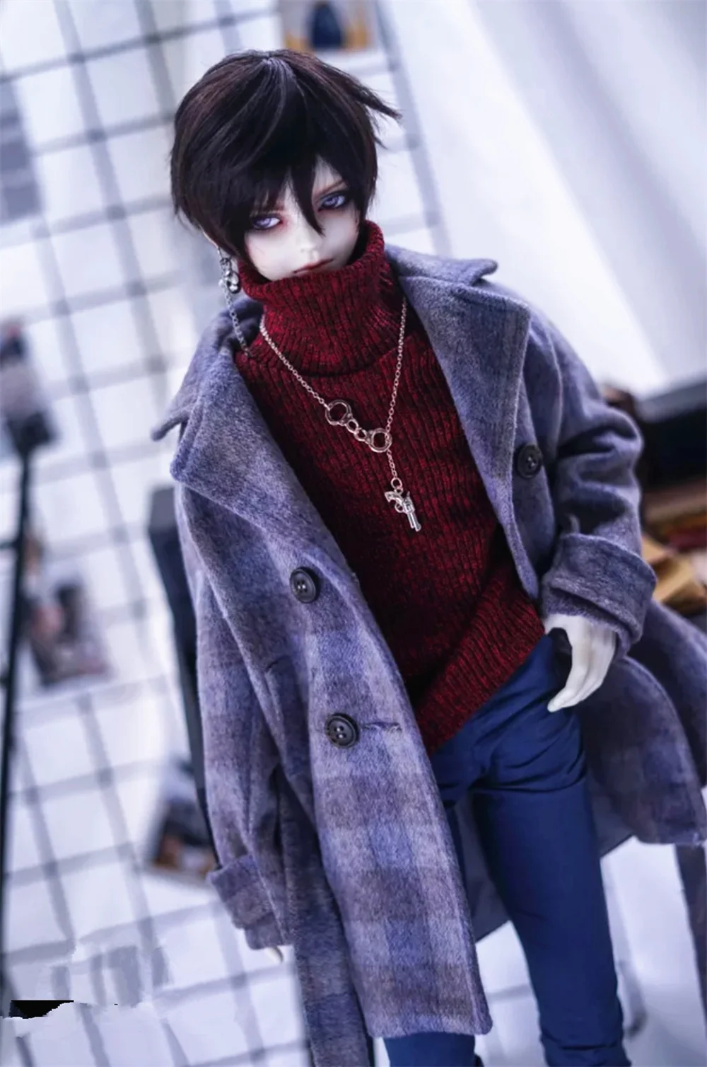 【High Quality】Male Korean Style Gentleman Turtleneck Sweater Long Sleeves Knitted Tops Model for BJD SD Uncle Action Figure Toys