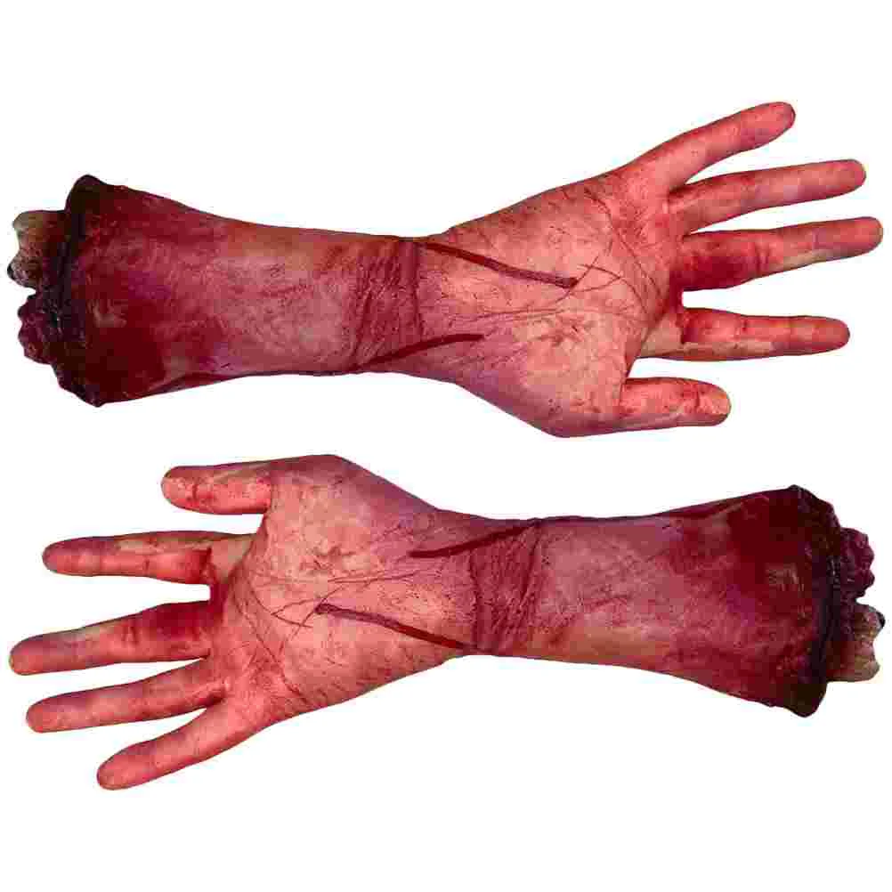 

2 Pcs Horror Prosthetic Hand Decoration Prank Fake Hands Party Props Halloween Trick Body Decorations for Foam Broken