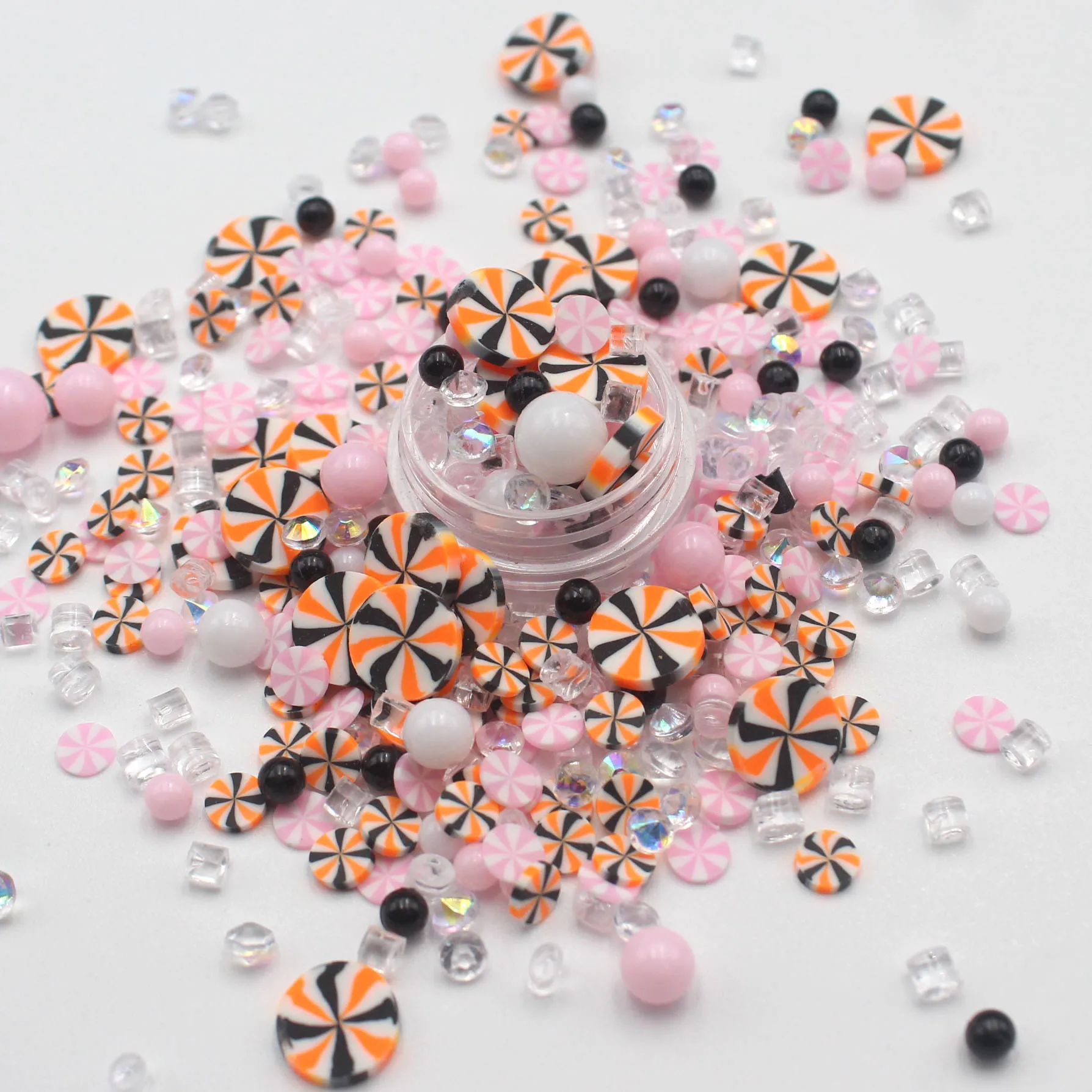 رشات طين بوليمر للزينة ، شبكة عنكبوت اليقطين ، أناناس ، مختلطة مع حلوى طويلة ، مشغولات يدوية ذاتية الصنع ، ملحقات حشو ، صلصال لكل لوط #4