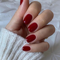 24Pcs/Box Short False Nails Pure Color Round Head Fake Nails Patch Wearable Full Cover Nail Tips Manicure Acrylic Press on Nails