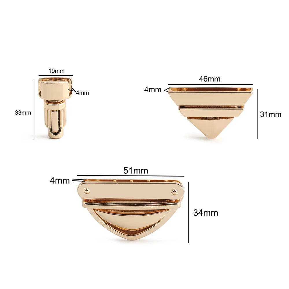 5/10/20PCS Metal Rectangle Press Push Lock For Handbags Bag Briefcase Spring Lock Snap Decorative Clasps Repair Kit Accessories