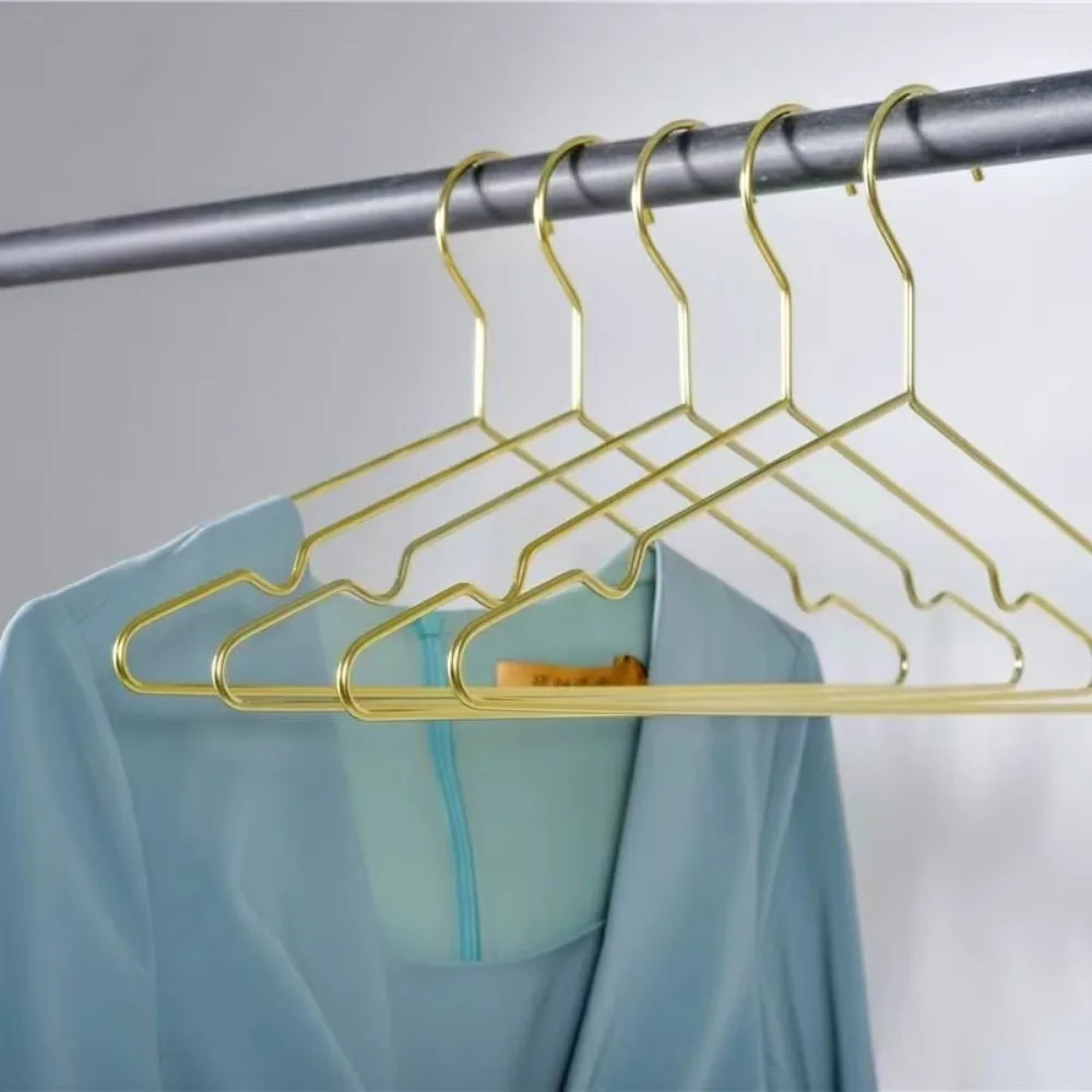 

16.5inchs Space Saving Clothes Adult Hanger Non-marking Clothes Hanger Stainless Steel Non-slip Clothes Hanger Drying Rack 5pcs