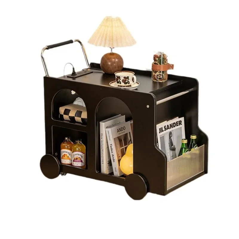 French removable sofa side table, light luxury high-end coffee table, small table side cabinet, bedroom cart rack