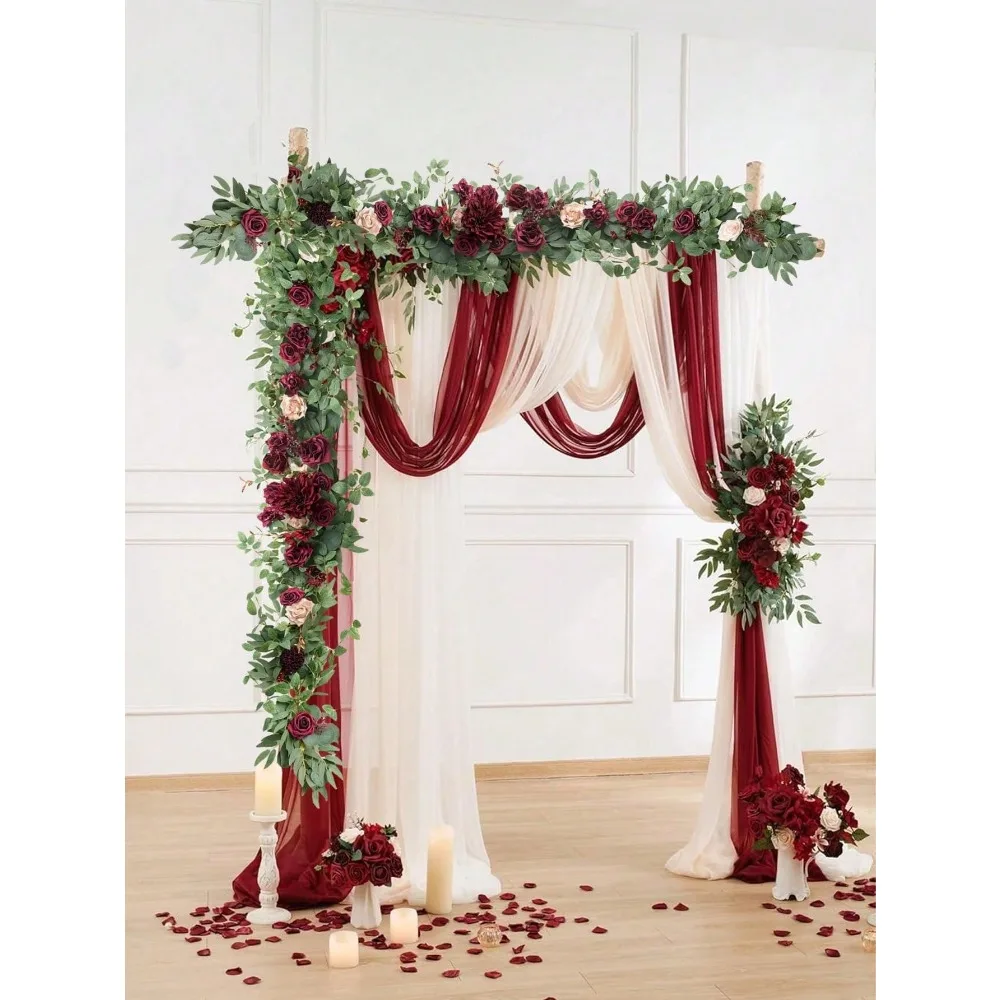 

6 FT Artificial Eucalyptus Garland With Rose Flowers Garland Table Runner Decor Arch Backdrop Head Table Decorations