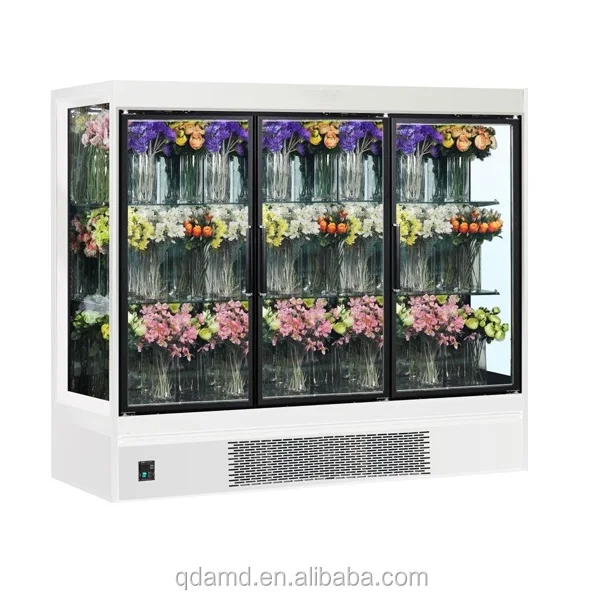 Three Side Glass Door Upright Flower Display Chiller Flower Fridge Florist Shop